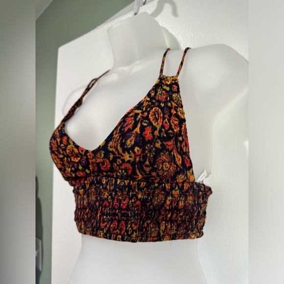 Forever 21 Bohemian Style Floral Smocked Crop Top (Size S) - Picture 4 of 5